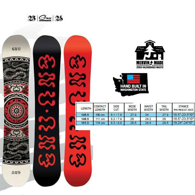 25-26 グヌー スノーボード GNU LADIES CHOICE CAMBER レディース