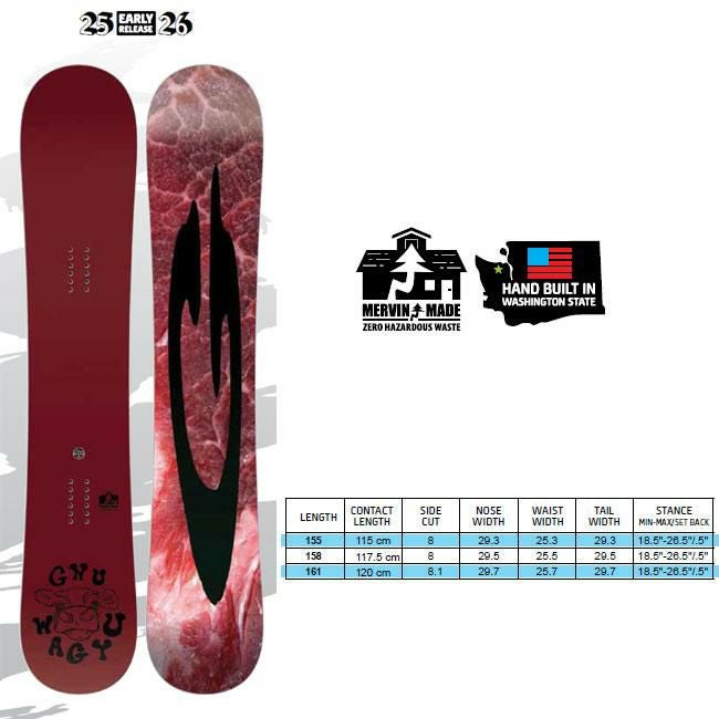 25-26 グヌー スノーボード GNU WAGYU キャンバー スノボ 板 パーク