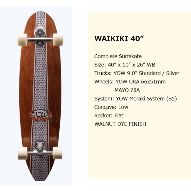 YOW サーフスケート Waikiki 40 2026 ヤウ ワイキキ ロングボード