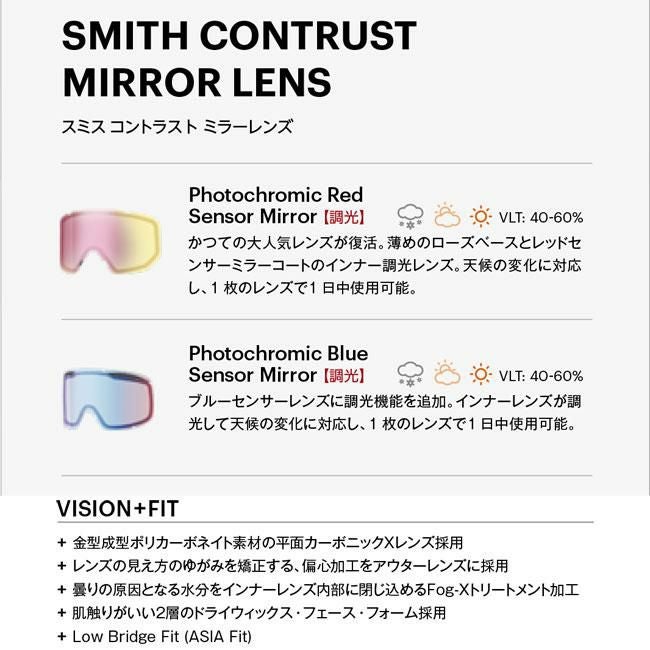SMITH スミス ゴーグル TRANSFER BLACK PHOTOCHROMIC RED SENSOR