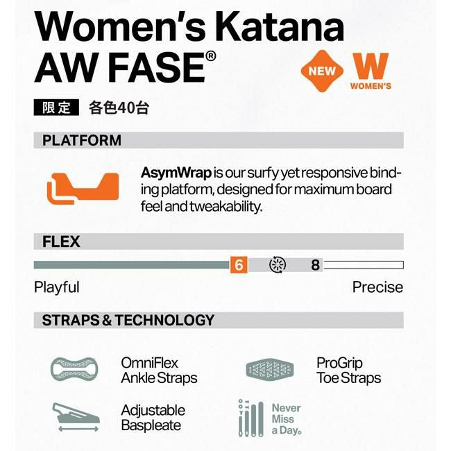 予約 ROME ビンディング BINDING Womens KATANA AW FASE 26-27