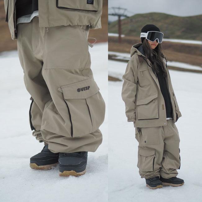 vespスノーボードパンツ ベージュ 予約 VESP スノーボード ウェア パンツ Wide Jogger Cargo Pants