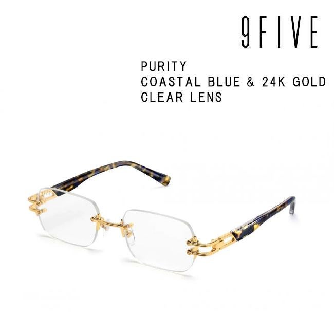 クリアフレーム ゴールドディテール メガネ 9FIVE メガネ PURITY Coastal Blue & 24k Gold メンズ レディース